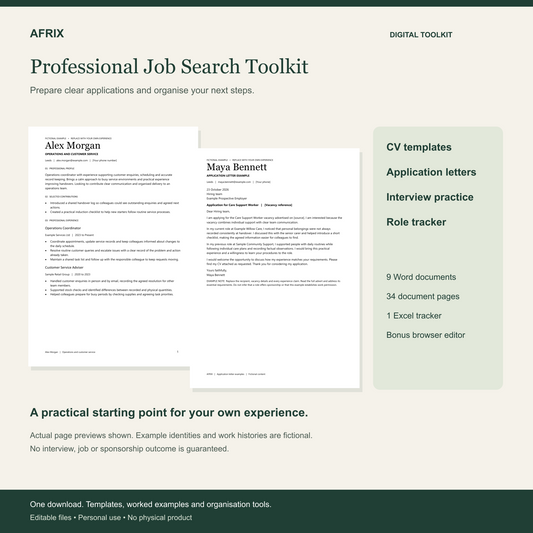 01 Toolkit Overview — actual AFRIX toolkit files and fictional examples